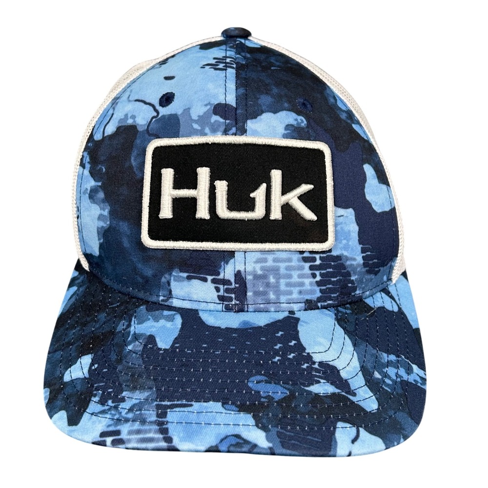 Huk Performance Huk'd Up Mens‎ Blue Camo White Mesh Trucker Hat Snapback Yupoong